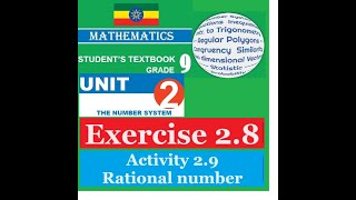 Mathematics Grade 9 Unit 2 Exercise 28 and Activity 29 Rational Numberfrom new bookgirma21 [upl. by Hoi]