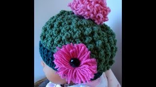 How to Crochet a Hat Free Bobble Stitch Hat Crochet Pattern SweetPotatoPatterns [upl. by Erihppas]