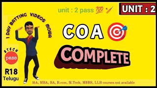 COA UNIT 2  Complete Unit 2 Explanation  JNTUH R18  One day batting videos [upl. by Arinay151]