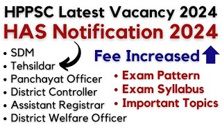 HPPSC Latest Job Notification 2024  SDM Tehsildar Panchayat Officer amp Other  GKSTUDY [upl. by Jillene]