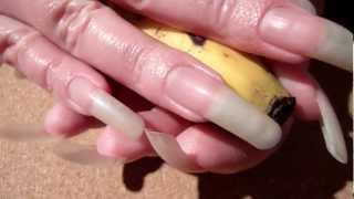 reallongnailsuks clear long nails and banana video 26 [upl. by Osgood]