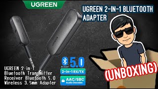 UNBOXING  UGREEN 2in1 Bluetooth Transmitter Receiver Bluetooth 50 Wireless 35mm Adapter [upl. by Ikkim327]