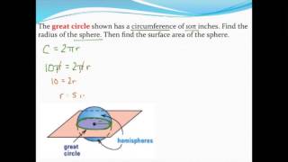 Working backwards from the circumference of a great circle to find radiussurface area of a sphere [upl. by Saideman]