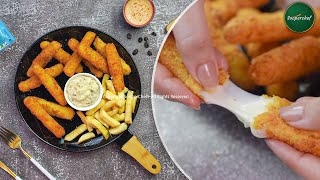 Mozzarella Sticks Recipe by SooperChef Cheese Sticks with Pickle Mayo Sauce [upl. by Odlanyar]