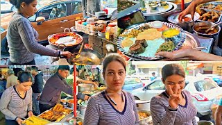 Famous Nandini Hotel Kolkata  Viral Angry Girl Selling Veg Thali Rs50 Kolkata Street Food [upl. by Atiuqam30]