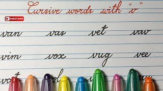 Cursive Writing Practice  Words Start With Letter “v”  Cursive Writing for Beginners [upl. by Ynnel509]