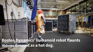 Boston Dynamics’ humanoid robot flaunts moves dressed as a hot dog  The Water Studio  Robotics [upl. by Mossberg840]