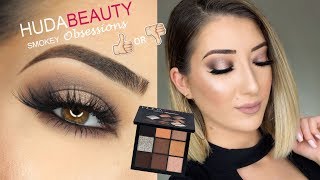 HUDA BEAUTY SMOKEY OBSESSIONS PALETTE TUTORIAL SWATCHES amp REVIEW [upl. by True]