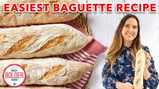 The Easiest No Knead Baguette Recipe [upl. by Brant]