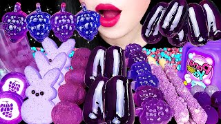 ASMR PURPLE DESSERTS GRAPE JELLY BUBBLE GUM TANGHULU MARSHMALLOW CHOCOLATE EATING SOUNDS 먹방 [upl. by Ader]