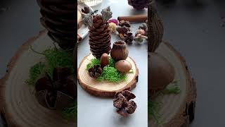 DIY Wood slices for ornaments made of pine cones and dried flowers woodcraft diycrafts [upl. by Najib614]