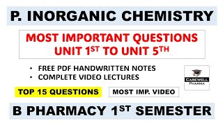 Pharmaceutical Inorganic Chemistry Most Important Questions 1st Semester  Carewell Pharma [upl. by Libyc663]