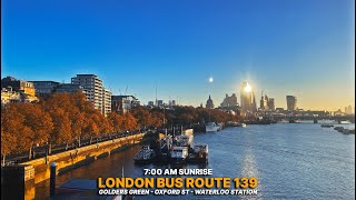 Golden Hour London Bus Ride Golders Green to Waterloo Station  Upper Deck POV aboard Bus 139 🌇🚌 [upl. by Eelaras]