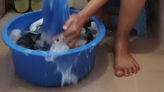 How to wash clothes without using a washing machine Im using my feet and hands [upl. by Landbert]