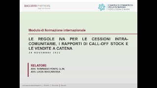 Webinar LE REGOLE IVA PER LE CESSIONI INTRACOMUNITARIE  nov 2022 [upl. by Nosiaj935]