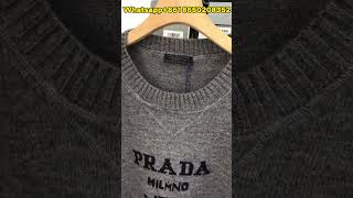 Comfortable wear Prada Cashmere and wool Prada logo crew neck sweater Grey from BOOTSFY shirt [upl. by Henrion]