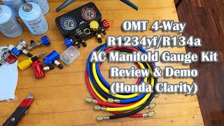 OMT R1234yf 4Port AC Manifold Gauge Kit Review Honda Clarity AC Recharge [upl. by Genia370]