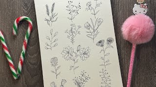 12 flower doodles you must know  Easy Floral drawing  beginner friendly [upl. by Yniattirb967]