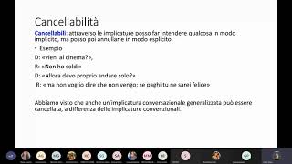 2020Carlo Penco Lezione 5  proprietà delle implicature [upl. by Nivrem]