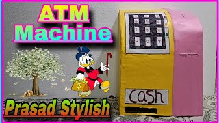 How to make a Simple ATM machine  card board easy atm machine mini coin bank making [upl. by Yddub]