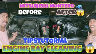 ENGINE BAY CLEANING DIY  MITSUBISHI MONTERO 🚙  diy tutorial tips best beginners [upl. by Goetz744]