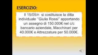 SCRITTURE IN PARTITA DOPPIA LA COSTITUZIONE DI UNA DITTA INDIVIDUALE [upl. by Latsirc]