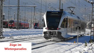 ❄️☃️Züge im Winterparadies in Lauterach Lindau amp Dornbirn [upl. by Pejsach]