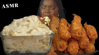 ASMR ALFREDO CREAMY PASTA amp FRIED SHRIMP MUKBANG Talking Sticky Eating Sounds Vikky ASMR [upl. by Wood703]