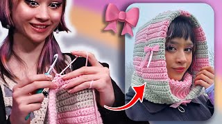 CROCHETING A COQUETTE TURTLENECK HOOD  BALACLAVA  Perfect for winter DIY [upl. by Nirihs]