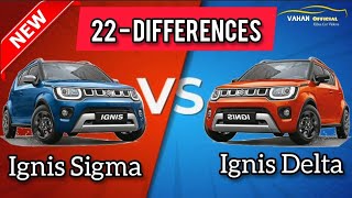 Ignis Sigma vs Delta 2021  Detailed Comparison of Base Models in Hindi  Vahan Official [upl. by Pronty96]