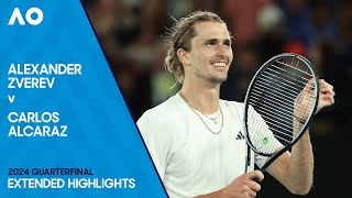 Alexander Zverev v Carlos Alcaraz Extended Highlights  Australian Open 2024 Quarterfinal [upl. by Ot]