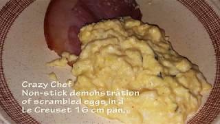 Le Creuset Nonstick Test of a 16cm Milkpan to scramble eggs  Crazy Chef [upl. by Attenev]