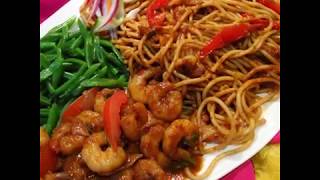 Surinaamse spaghetti met garnalen kousenband en zuurgoed [upl. by Larkin]