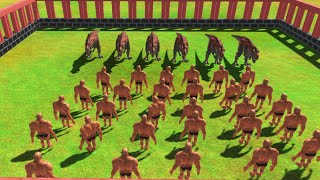 30 HILL GIANT VS 30 FACTION MUTANT AND CARNIVORE  Animal Revolt Battle Simulator [upl. by Hays]