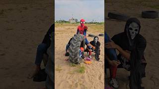 Car tire loading challenge Help Spiderman spiderman death cosplay marvel insideout2 [upl. by Jasisa]