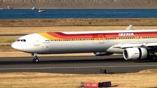 Iberia A340600 ECJNQ Landing and Takeoff Portland Airport PDX [upl. by Stefanie164]