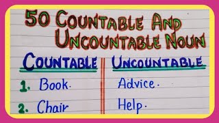 Examples of Countable and Uncountable Noun  50 Examples  English Grammar Countable [upl. by Johannah]