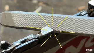 Chainsaw hand sharpening Square ground filing explained [upl. by Ro]