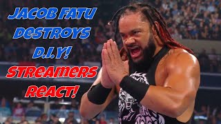 Streamers React Jacob Fatu destroys DIY wwe smackdown jacobfatu [upl. by Anaejer]