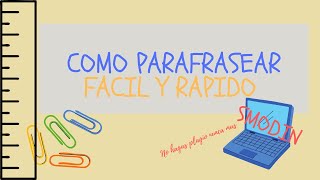 Como parafrasear texto fácil y rápido [upl. by Matthus]