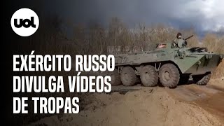 Guerra na Ucrânia Rússia divulga vídeos de tanques e Exército em cidades ucranianas [upl. by Drogin]