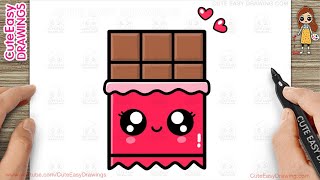 How to Draw a Cute Chocolate Bar Simple amp Easy for Kids [upl. by Pelmas]