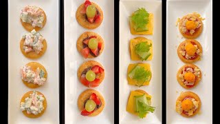 Mini Snacks For Party Quick and Easy Appetizer Recipes  4 Types of Canapes  Cooking without fire [upl. by Ange]