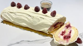 BUCHE DE NOEL FACILE CHOCOLAT BLANC FRAMBOISES [upl. by Kirred850]