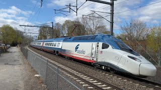 Amtrak Northeast Corridor Action in Rhode Island w New Acela 21 Avelia Liberty April 2021 [upl. by Uticas]