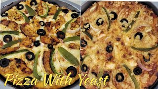 Pizza With Yeast  Pizza At Home  Veg Pizza  Chicken Pizza [upl. by Llevrac233]