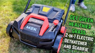 Electric Dethatcher and Scarifier  mzk honestreview lawncare productzone [upl. by Nospmoht762]