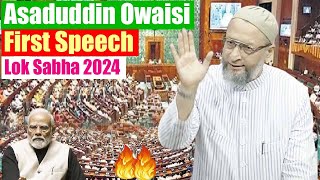 Asaduddin Owaisis Firing First Speech in 18th Lok Sabha 2024  AIMIM  Hyderabad MP  Telangana  P [upl. by Orford995]