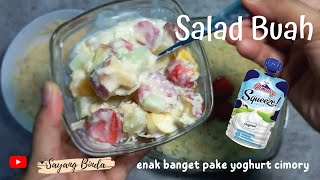 CARA MEMBUAT SALAD BUAH PAKAI CIMORY SQUEEZE  SEGAR DAN CREAMY [upl. by Ulrica]