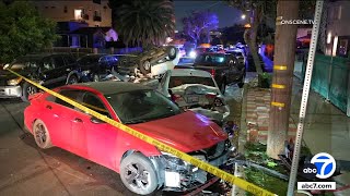 Driver slams into several parked cars in North Hollywood police say [upl. by Gilda878]